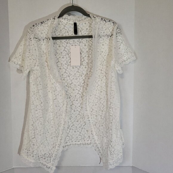In Secret Tops - In Secret Women's Sheer Lace Shrug Size Large White NEW
